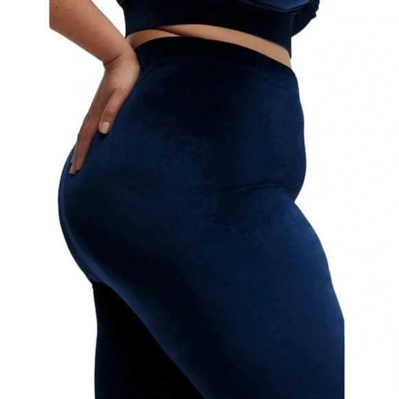 Fabletics Emma Velour Velvet Leggings Size 3X Blue High Waisted Full Length - Picture 5 of 8